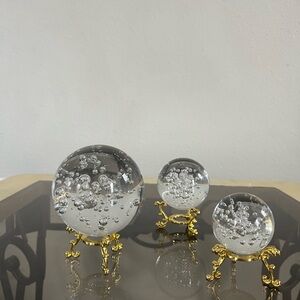 Elegant Gold and Clear Crystal Ball Set